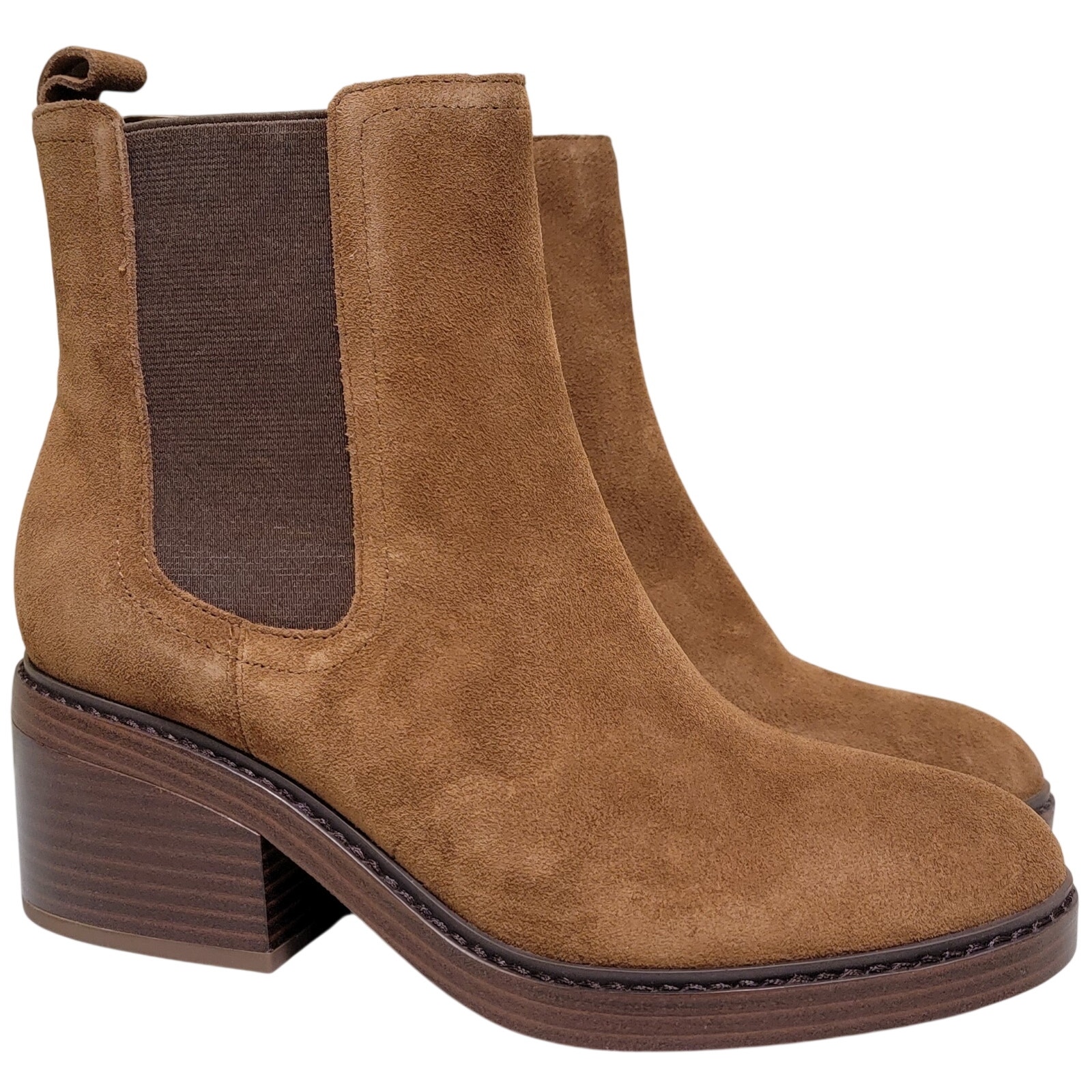 Marc Fisher Women Modesty Block Heel Chelsea Boots Size Us 7.5m Dark Brown Suede